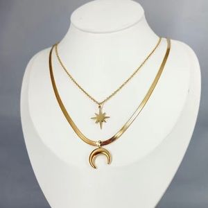 Fashion Double Hexagram Moon Necklace